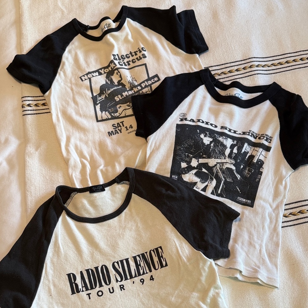 John Galt/Brandy Melville Rock T-Shirts Set - Black & White